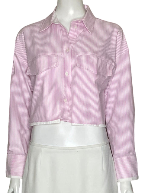 Blusa Zara de Algodón Rayas Rosado - Talla XS