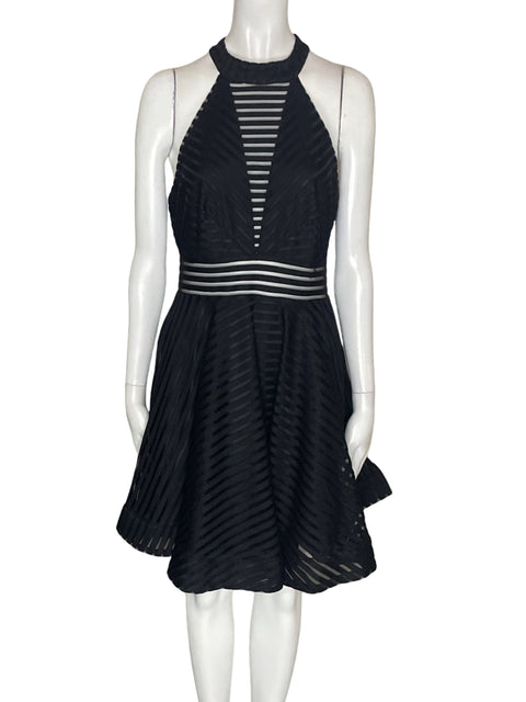 Vestido The Clothing Company Ruchas Transparente Halter Negro - Talla M