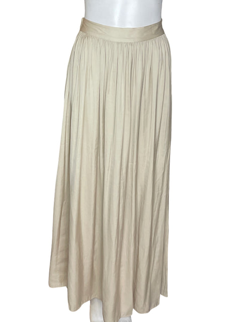 Falda Massimo Dutti Maxi Plisado Suelta Beige - Talla 8