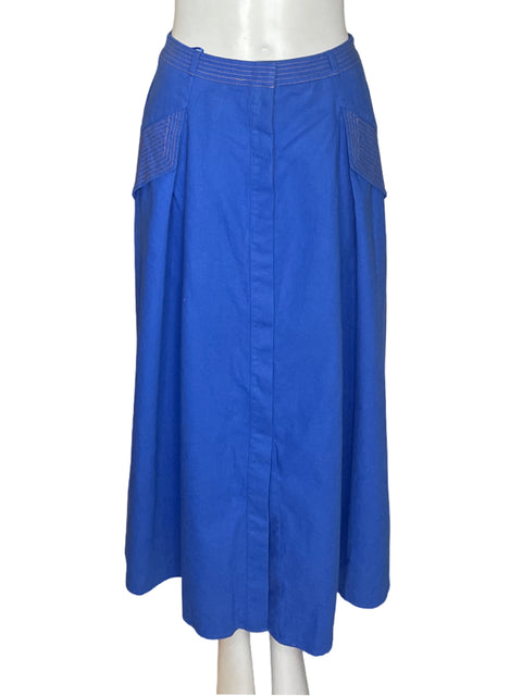 Falda Massimo Dutti Liso Maxi Botones Azul - Talla 8
