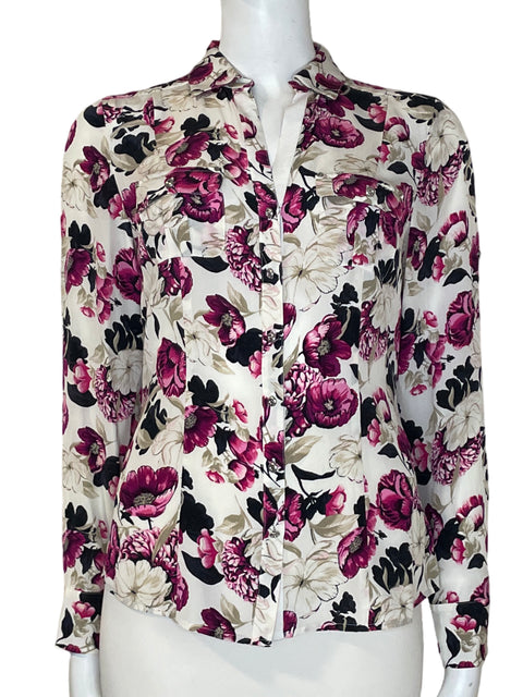 Camisa White House Black Market de Seda Estampado Floral Rosado - Talla 4