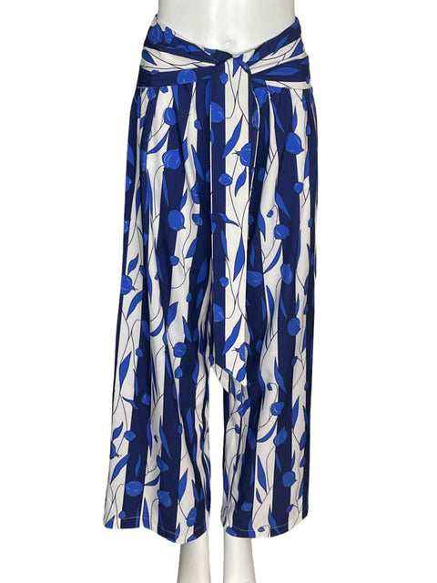 Pantalón Luxmi Estampado Palazo Fajon Azul - Talla S