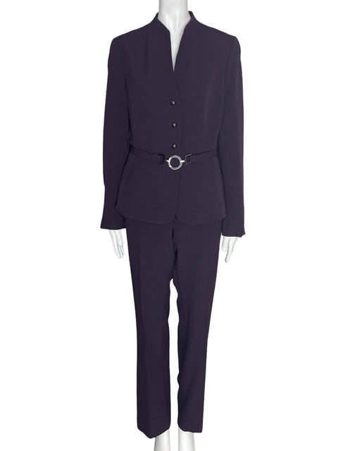Conjunto Tahari Blazer/pantalon Recto Botones Morado - Talla 6