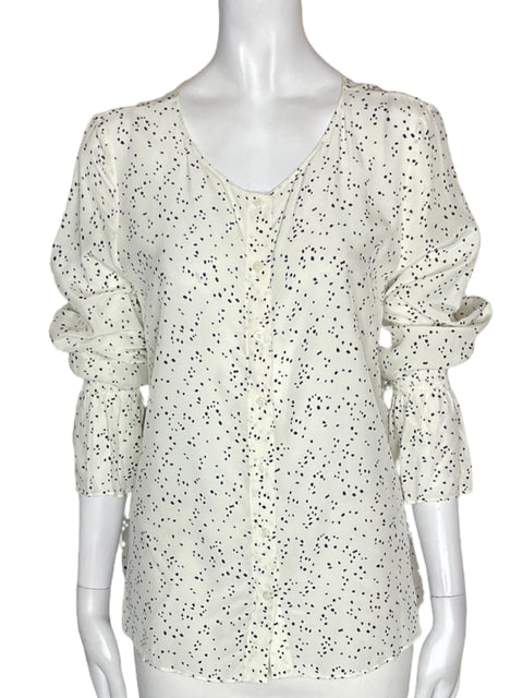 Blusa Faris Atelier Estampado Ruchas Suelto Blanco - Talla 6