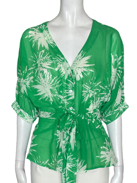 Blusa Kaya Di Koko Estampado Transparente Manga corta Verde - Talla 6