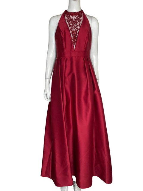 Vestido De Fiesta Adrianna Papell Pedrería Rojo - Talla 4