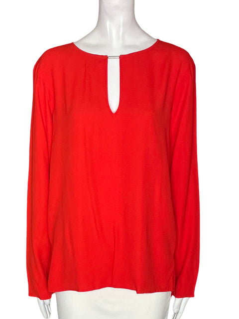 Blusa Zara Cuello redondo Manga larga Liso Naranja - Talla M