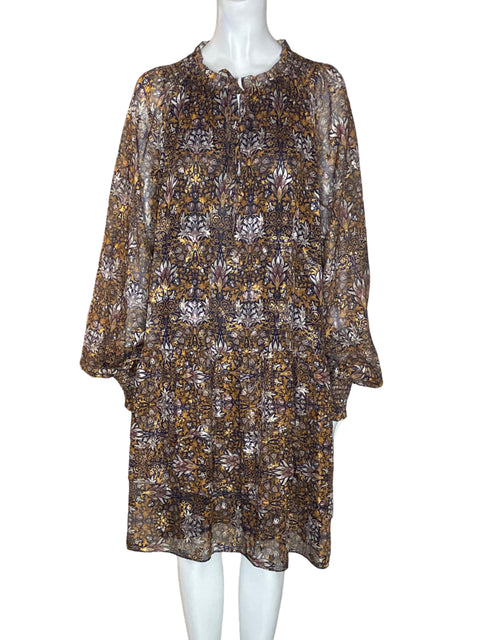 Vestido Current Air Estampado Manga larga Marrón - Talla L