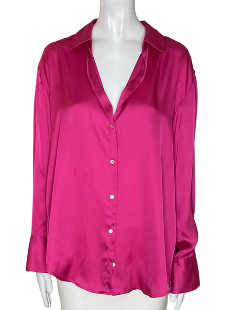 Camisa Zara Liso Satinado Rosado - Talla M