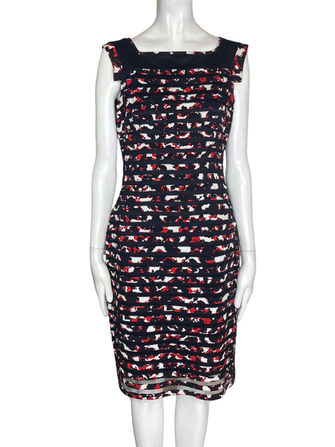 Vestido Adrianna Papell de Viscosa Estampado Ajustado Negro - Talla S