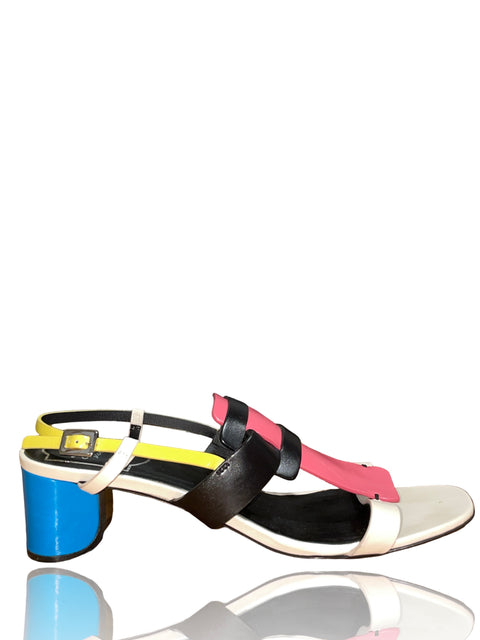 Sandalia Roger Vivier Color Block Tacón alto Rosado - Talla 36