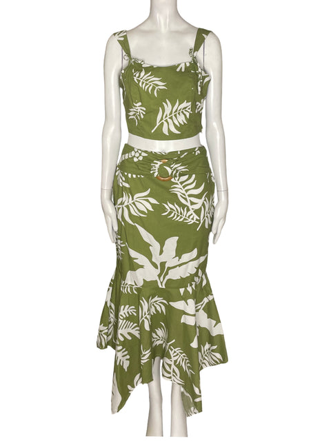 Conjunto Ticket Estampado Blusa/falda Verde - Talla S