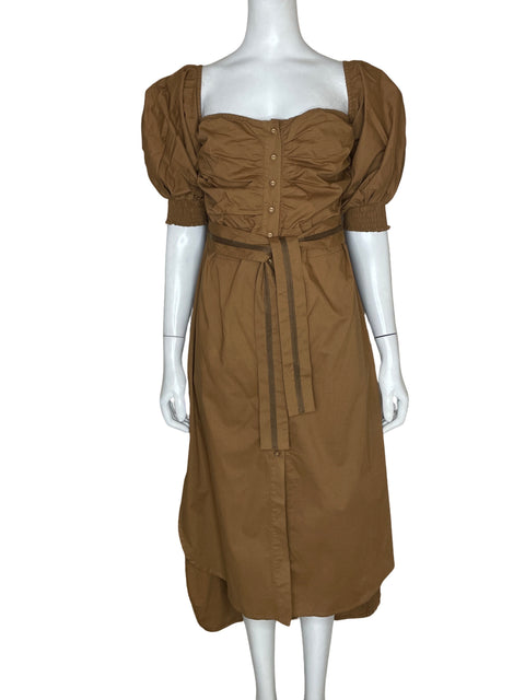Vestido Adriana O. Tavera Mangas abullonadas Marrón - Talla M