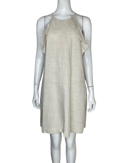 Vestido Mango de Lino Halter Vuelos Beige - Talla L