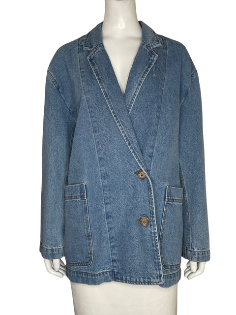 Chaqueta Miou Muse de Algodón Cuello v Oversize Azul - Talla M