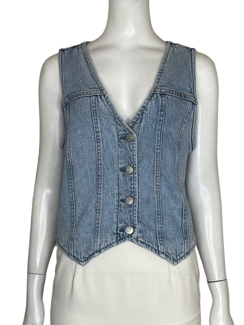 Chaleco Pistola de Algodón Cuello v Azul - Talla M