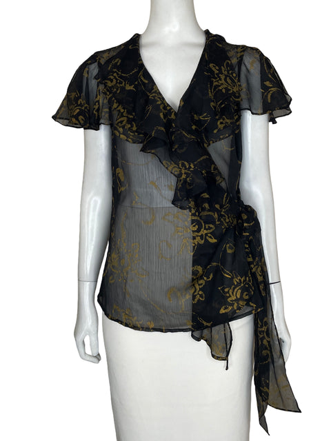 Blusa Ralph Lauren Transparente Vuelos Negro - Talla 6