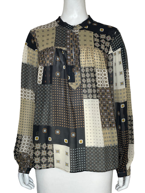Blusa Banana Republic Cuello mao Estampado Marrón - Talla L