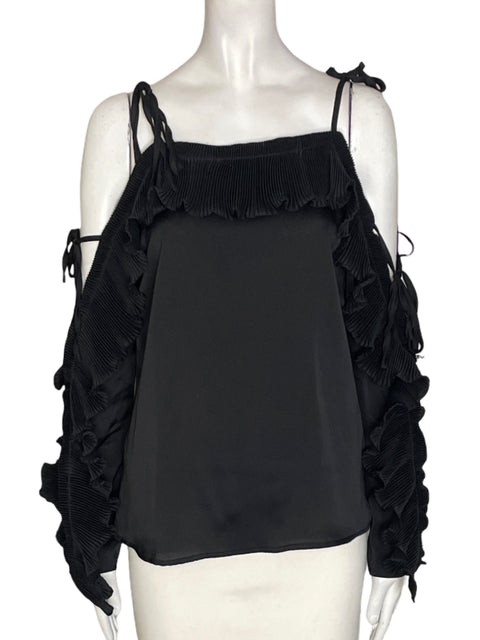 Blusa Lulumari Tiras Plisado Negro - Talla M