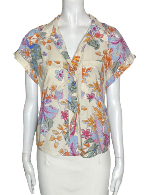 Blusa Mng Estampado Floral Naranja - Talla XS