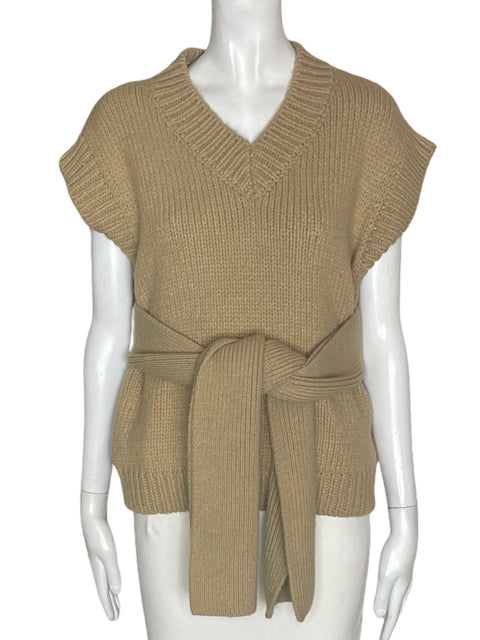 Chaqueta Zara de Algodón Tejido Sin mangas Beige - Talla S