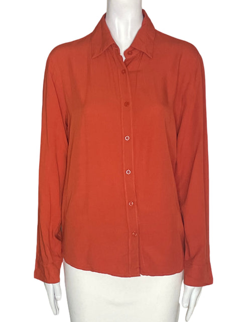 Camisa Olea de Viscosa Manga larga Botones Naranja - Talla M