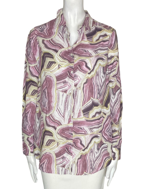 Camisa Dándara Estampado Botones Morado - Talla M