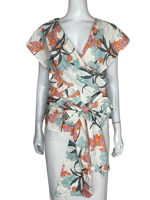 Blusa Padova Cuello v Estampado Floral Naranja - Talla M