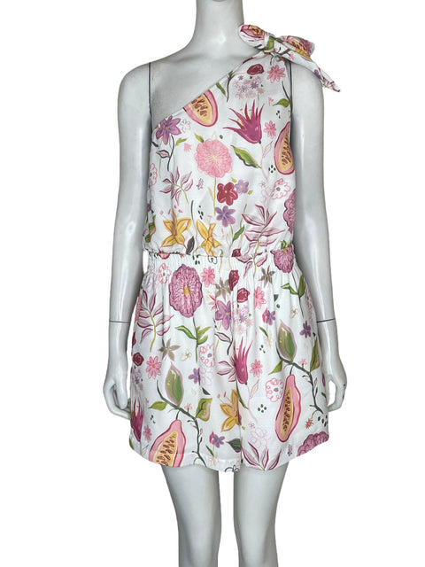Romper Petal + Pup de Lino Asimétrico Estampado Blanco - Talla M