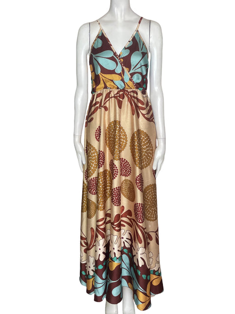 Vestido New Collections Estampado Maxi Marrón - Talla M
