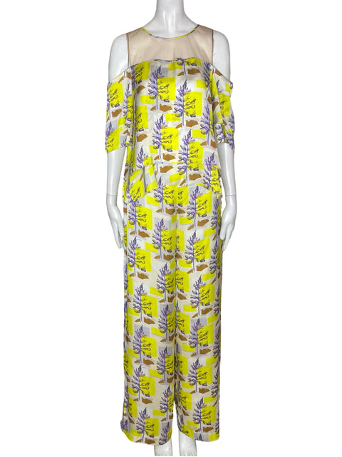 Conjunto Carolina Estefan Estampado Blusa/pantalon Amarillo - Talla S