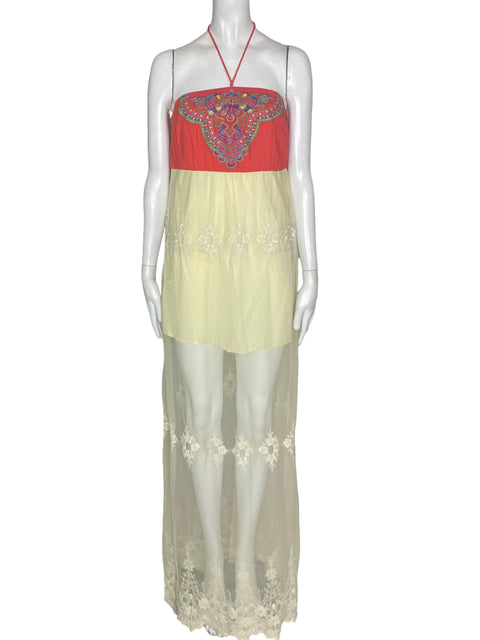 Vestido Flying Tomato Strapless Transparente Amarillo - Talla S