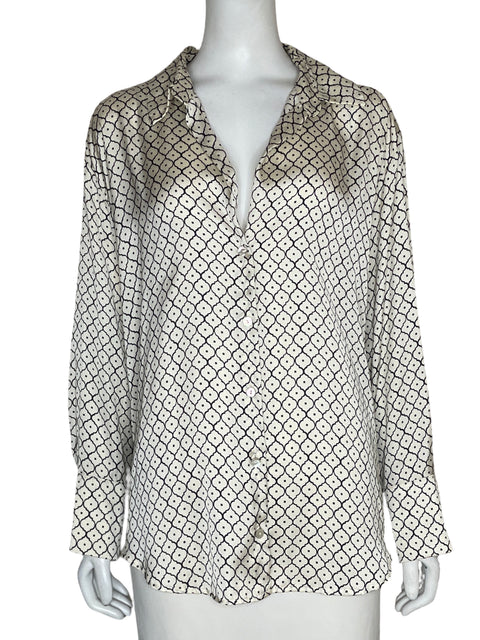 Blusa Zara Satinado Estampado Blanco - Talla L