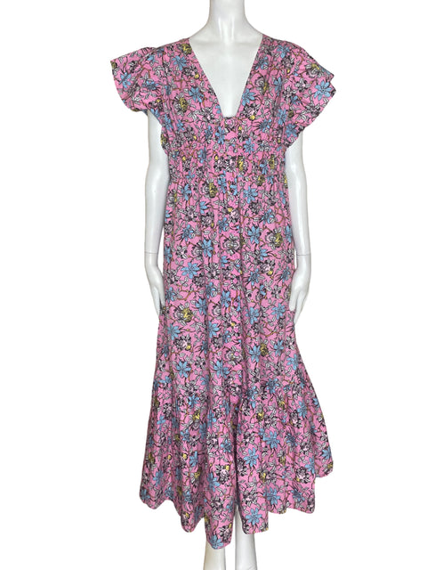 Vestido Derek Lam Io Crosby de Algodón Estampado Rucha Rosado - Talla 8