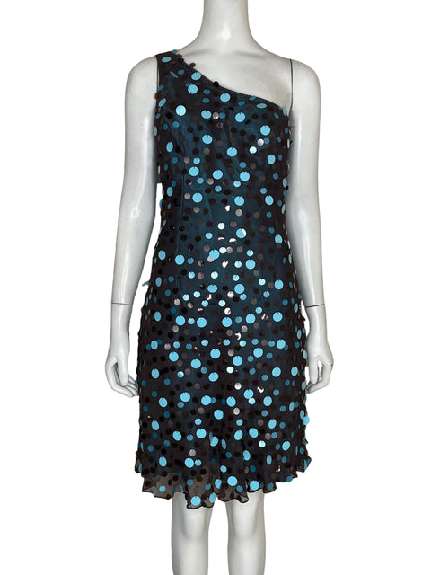 Vestido De Fiesta Scala de Seda Midi Paillettes Marrón - Talla 4