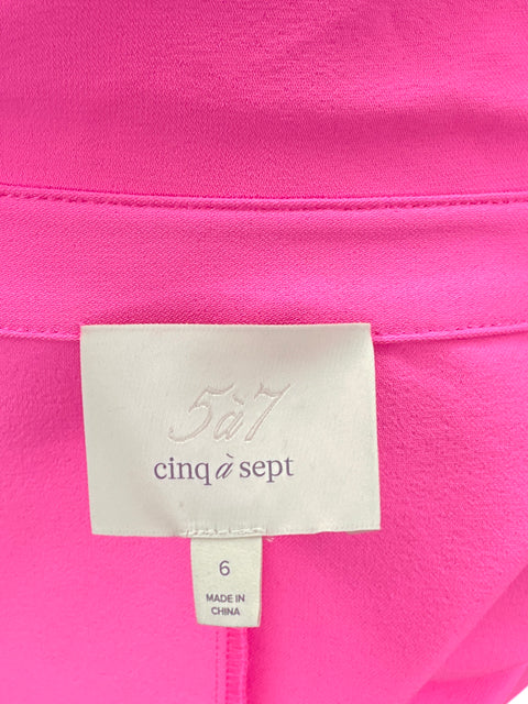 Vestido Cinq À Sept Camisero Vuelos Mini Rosado - Talla 6