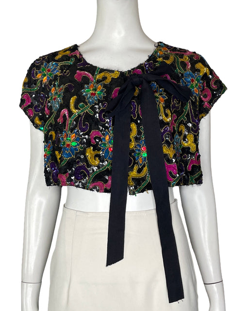 Blusa Poleci Lentejuelas Cropped Negro - Talla S