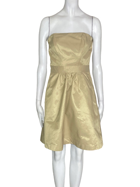 Vestido Kenneth Cole Strapless Satinado Dorado - Talla 4