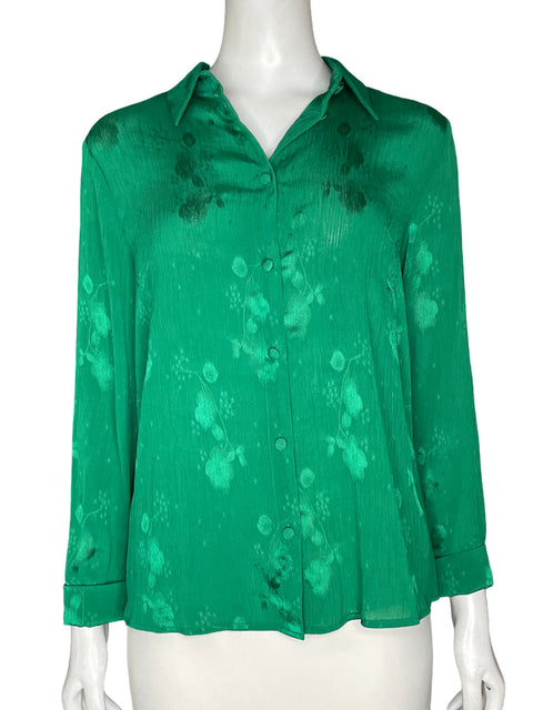 Blusa Zara Manga larga Satinado Verde - Talla XS