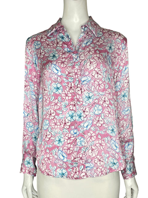 Blusa Zara Estampado Satinado Rosado - Talla S