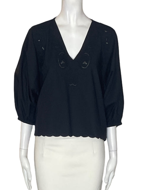 Blusa Bimba Y Lola Bordado Cuello v Negro - Talla M