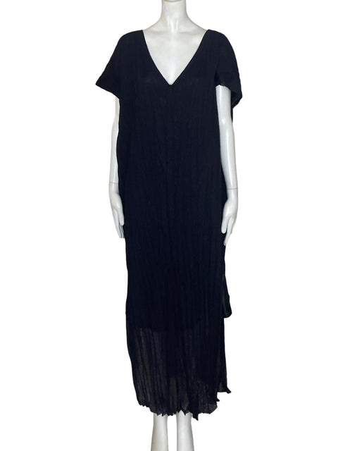 Vestido Tesoro Tps Liso Cuello v Negro - Talla U