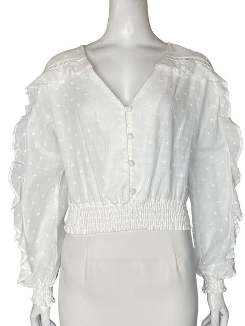 Blusa Sybilla de Algodón Cuello v Vuelos Blanco - Talla S