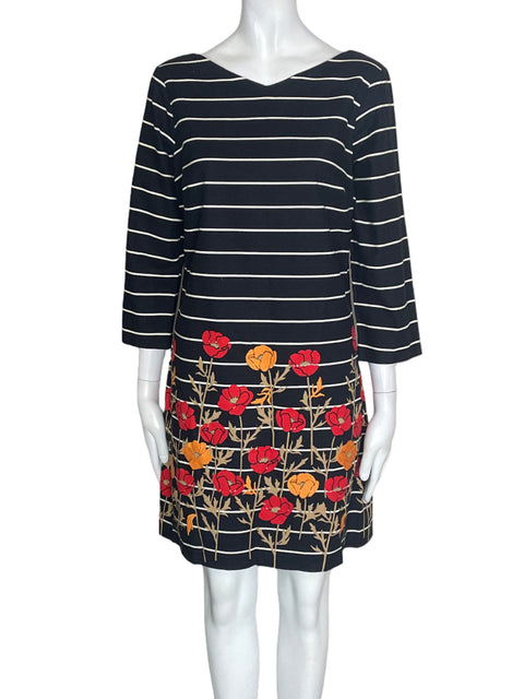 Vestido Lands End Rayas Floral Negro - Talla 8