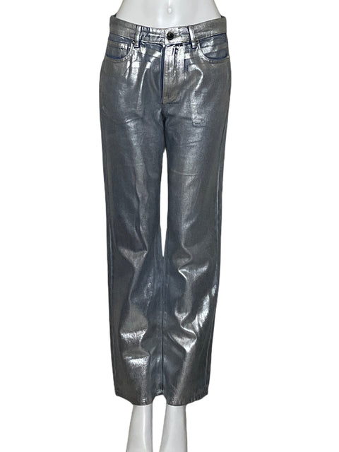 Pantalón Jaspal Metalizado de Algodón Plateado - Talla 27