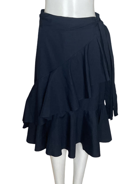 Falda Carolina Herrera de Algodón Ruchas Midi Azul - Talla 6