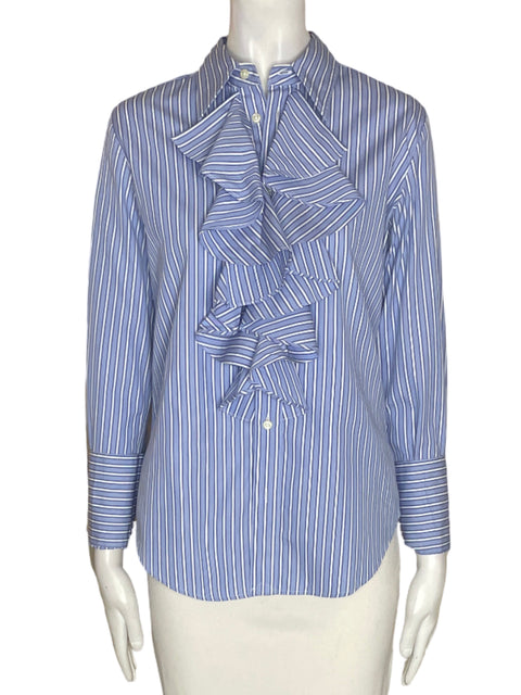 Blusa Ralph Lauren de Algodón Ruchas Manga larga Azul - Talla 8