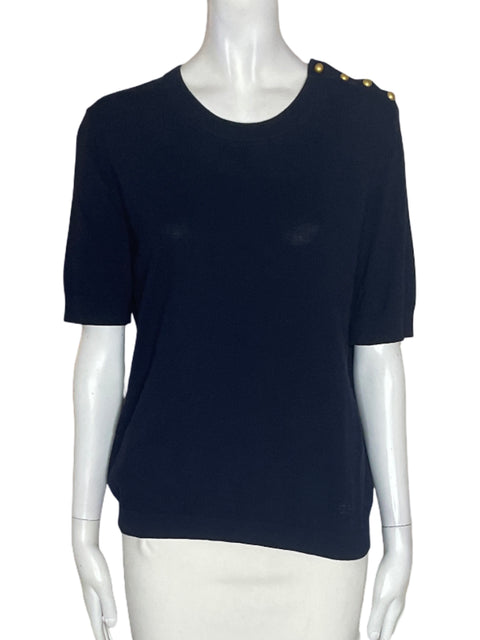 Blusa Tory Burch de Algodón Manga corta Botones Azul - Talla S