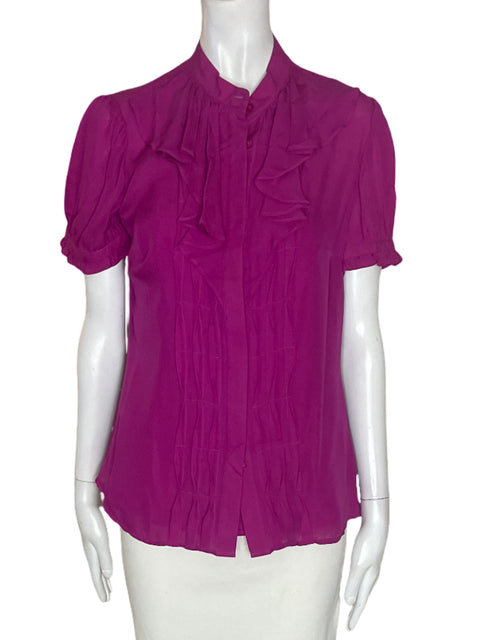Blusa Pink de Seda Transparente Manga larga Rosado - Talla 12