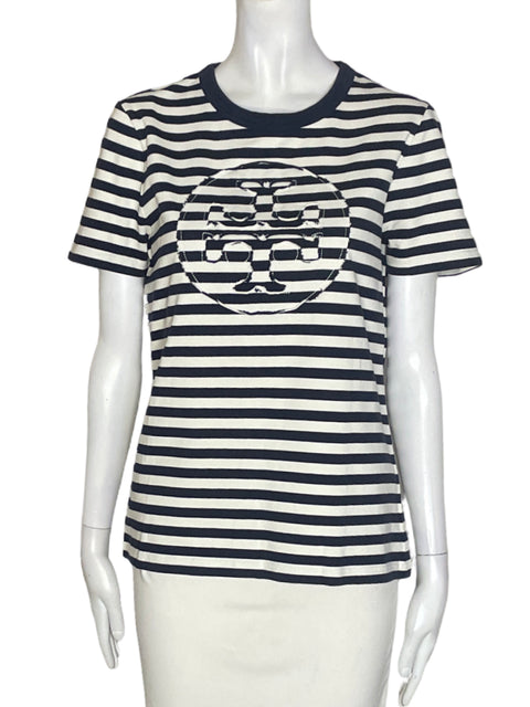 Camiseta Tory Burch de Algodón Rayas Cuello redondo Azul - Talla M